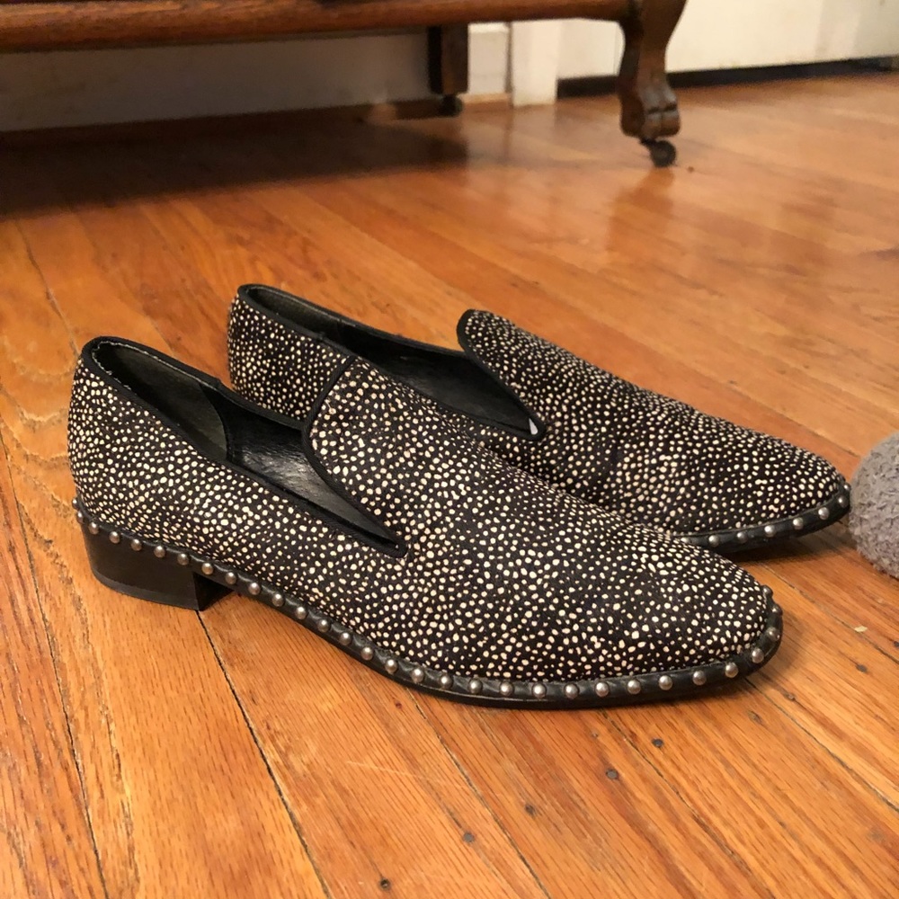 Adrianna Papeli brown and white fur loafers